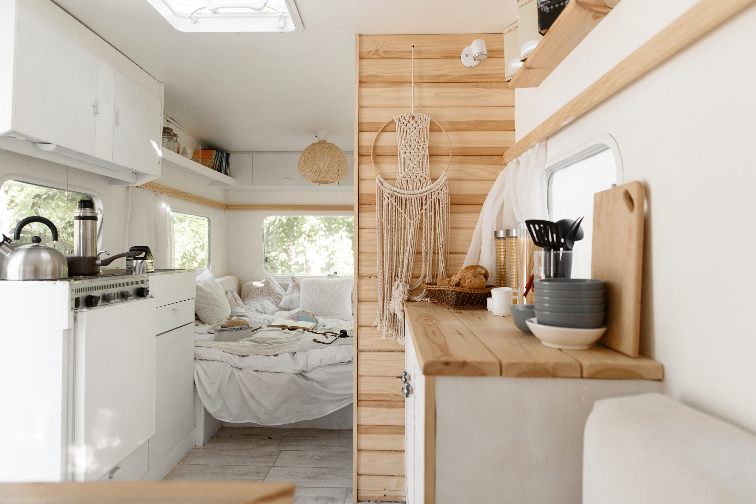 Cozy interior of a mobile home