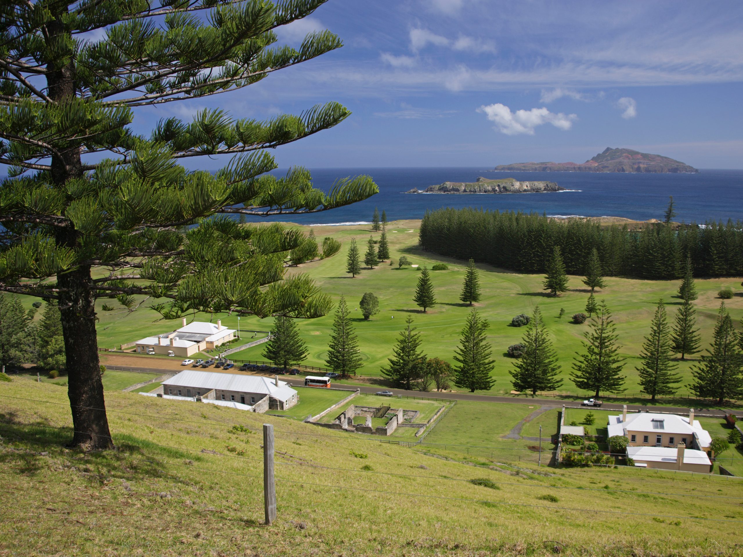 Scenic view over kingston golf course to phillip i